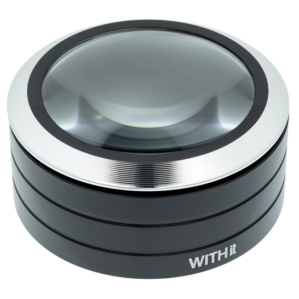 WITHit Lighted Dome Magnifier - Aluminum 3 LED Lighted 
