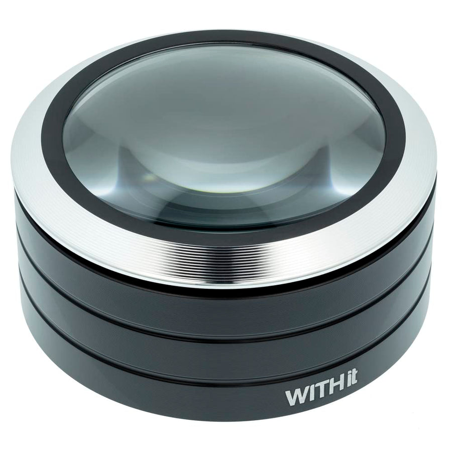 WITHit Lighted Dome Magnifier - Aluminum 3 LED Lighted 