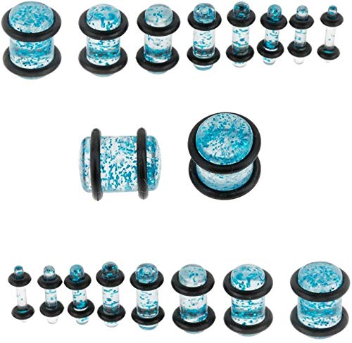 54 units Tapers and Plugs With O Rings Piercings Stretchers Expanders Set With Different Gauges Sizes for Ears Earlobes Stretching in Blue Colors