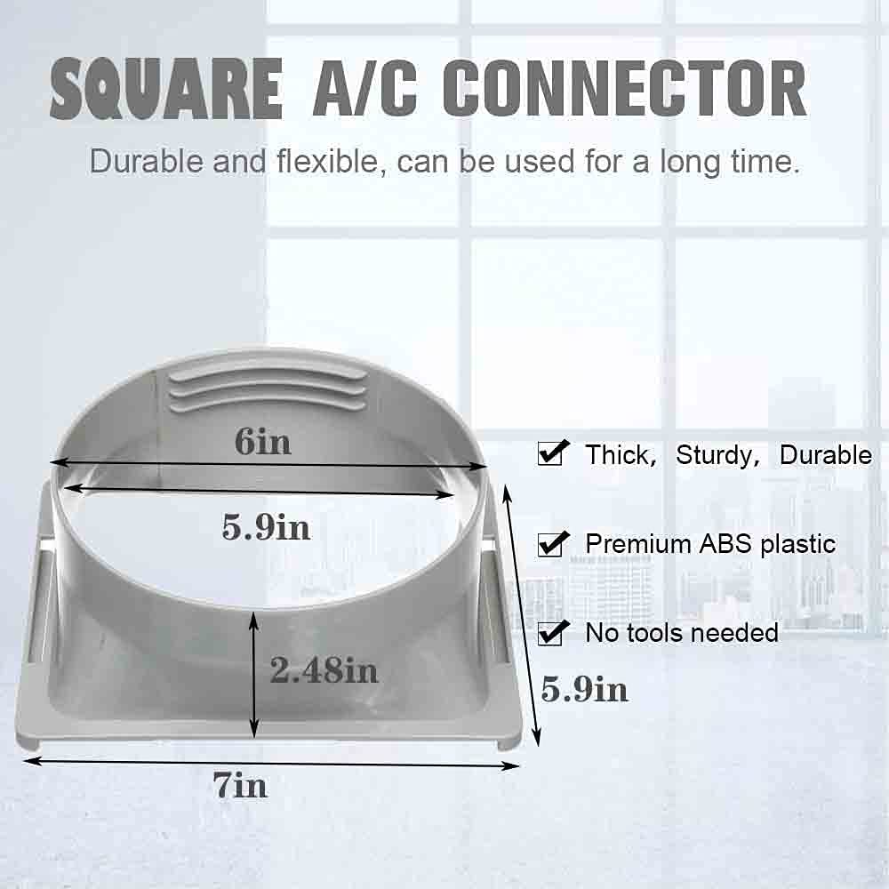 Air Conditioner Exhaust Hose Coupler - 5.9 Inch / 6 Inch Air Conditioning Exhaust Pipe, (square)