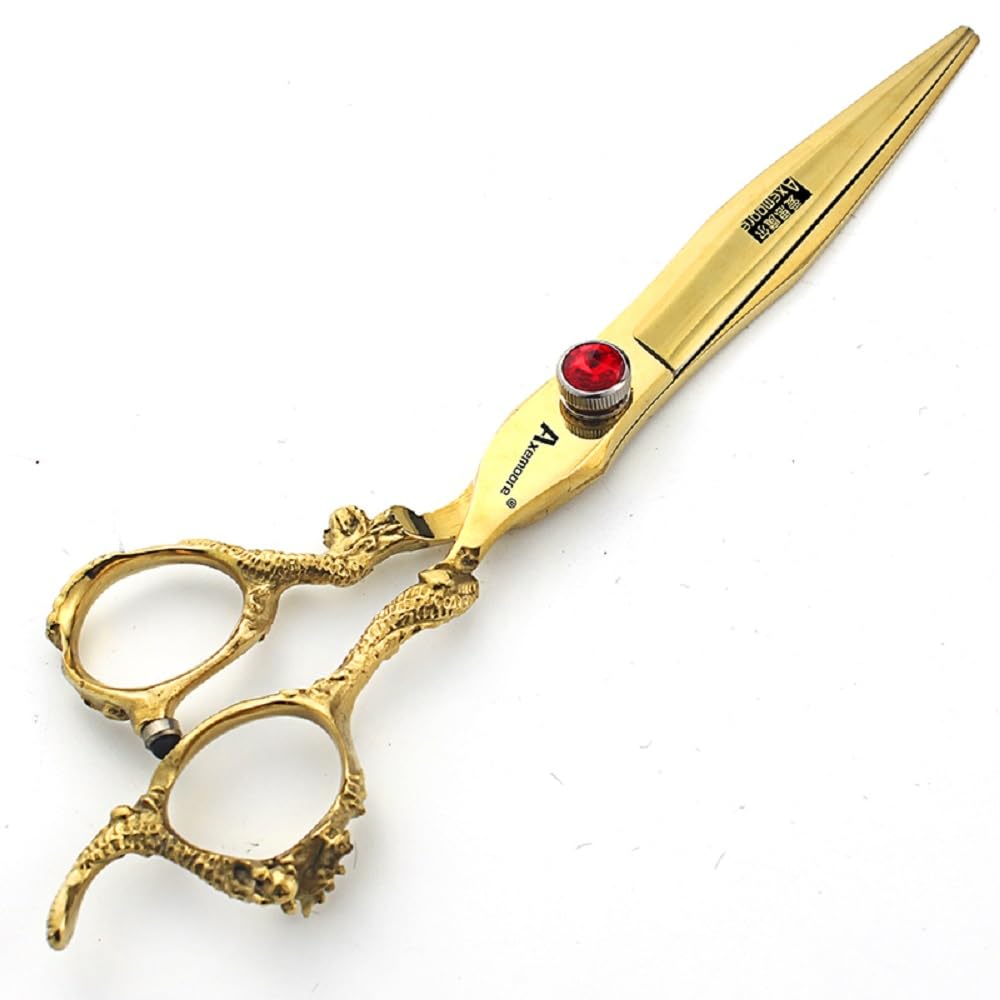 6 inch /7 inch salon professional salon scissors salon hairdresser hair cutting hairstyle pruning tools Japan 440c high hardness stainless steel golden (Gold)