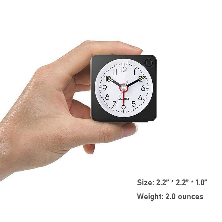 Travel Analog Alarm Clock, 2.25 inch, Ultra Small Clock with Snooze and Light Function, Super Silent Non Ticking, Battery Operated, Easy Setting