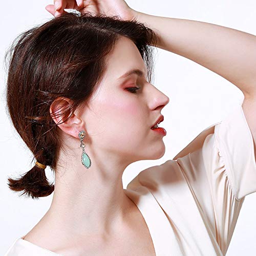 NorthStar Pearls and Jewelry: Statement Hang Drop Earrings for Adults, Bohemian Style in Silver-tone color. Shiny Blue Resin Fashion Tear Drop Earrings.