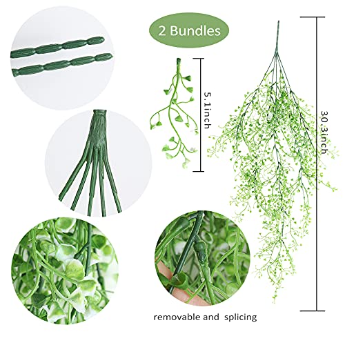 Fake Hanging Plants Artificial Ferns for Outdoor Hanging Faux Plants Vine Ivy Faux Fern Hanging Vines Wall Plants for Home Garden Party Wedding Decor (White 4P)