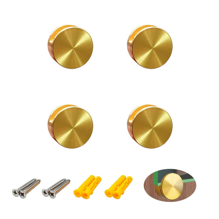 XXHong 4Pcs Bright Brass Mirror Clip, Mirror Clips for Dresser Bathroom Round Shape Wall-Mounted Mirrors Bracket Walls Fixed Fitting 5-11mm Thick Mirror Glass Hanging Clips