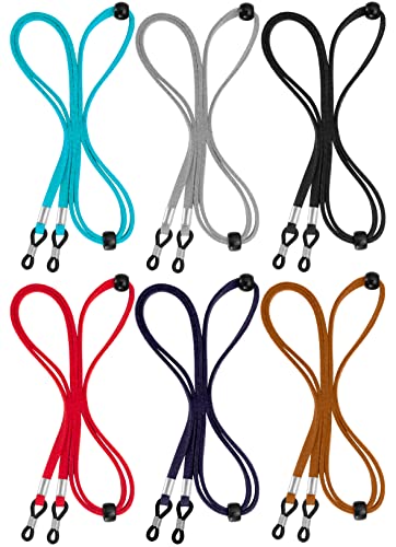 Adjustable Eyeglass Holder Straps, 6 Pcs Premium Leather Glasses Lanyards for Women, Men and Kids, Universal Sport Safety Eyewear Retainer for Sunglasses, Daily Glasses and Reading Glasses