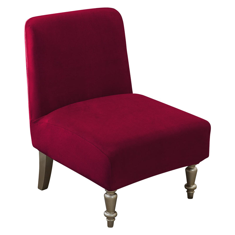 Armless Accent Slipper Chair Covers,Stretch Armless Chair Slipcover Removable Velvet Fabric Non-Slip Silp Cover for Accent Chair Without Arms Furniture Protector for Living Dining Room Hotel…