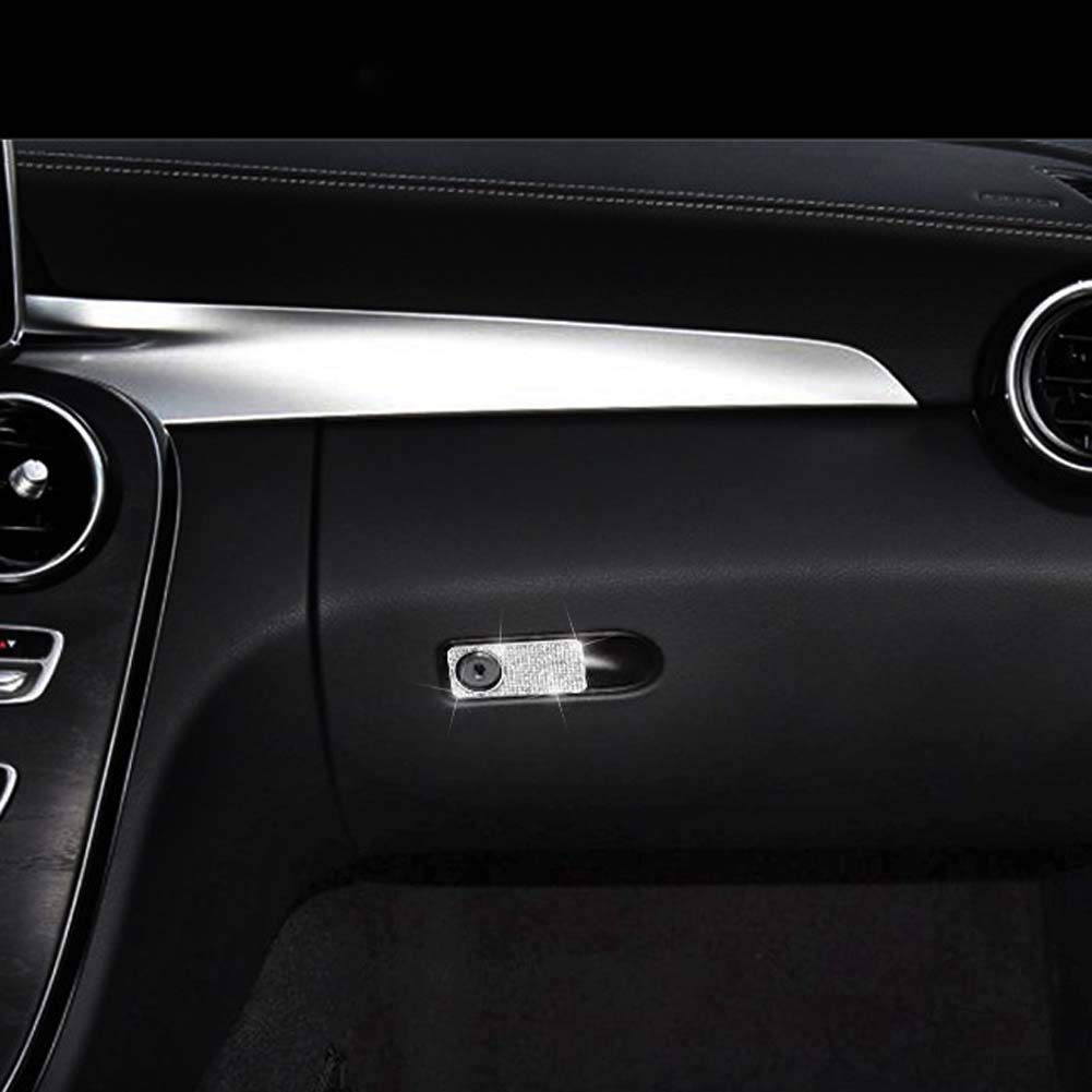 Pursuestar Bling Bling Car Interior Trim Accessorie Crystal Decals Car Copilot Storage Glove Box Switch Handle Cover fit for Mercedes-Benz C E Class GLC GLE CLS
