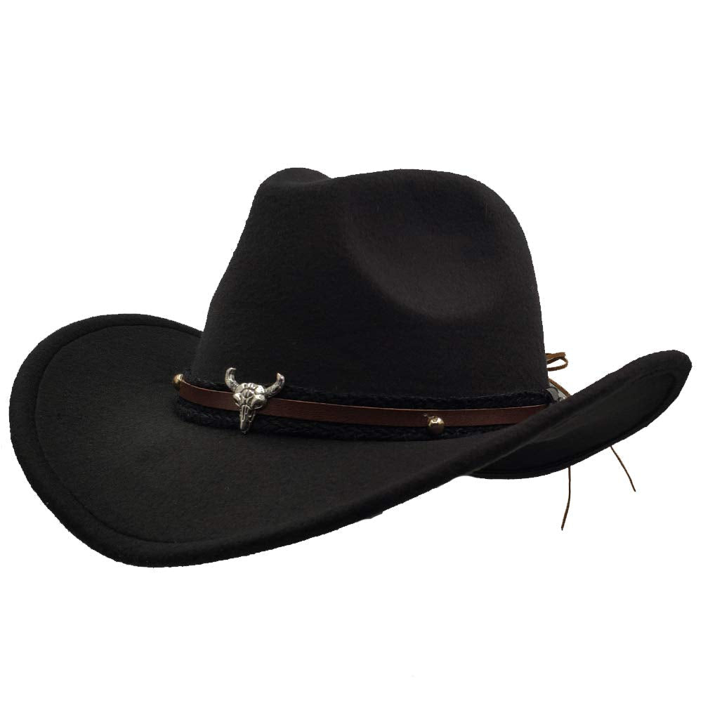 Men &amp; Women&#39;s Fur Felt Cowboy Hat Wide Brim Western Outback Black