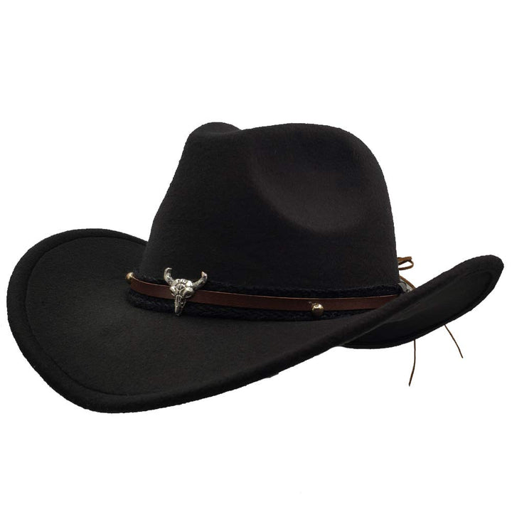 Men &amp; Women&#39;s Fur Felt Cowboy Hat Wide Brim Western Outback Black