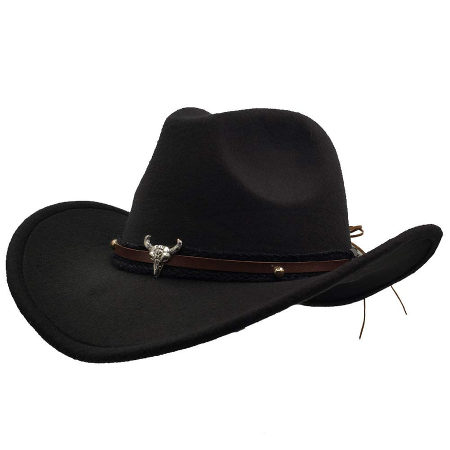 Men & Women's Fur Felt Cowboy Hat Wide Brim Western Outback Black