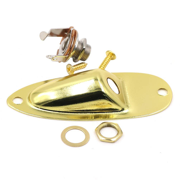 Guitar Input Jack Socket Plate Output Loaded Boat Style 1/4 Inch with Screws|for Electric Guitar Replacement Parts (Gold)