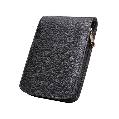 Fountain Roller Ball Pen Case Holder PU Leather Bag for 12 Pens Color Black
