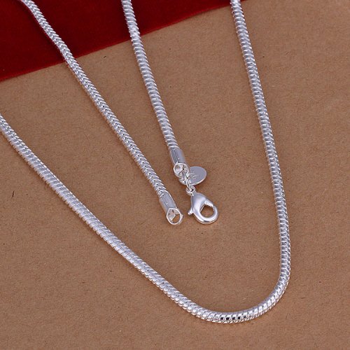 Sterling Silver Snake Chain Necklace, 24Inches, 3MM, Unisex