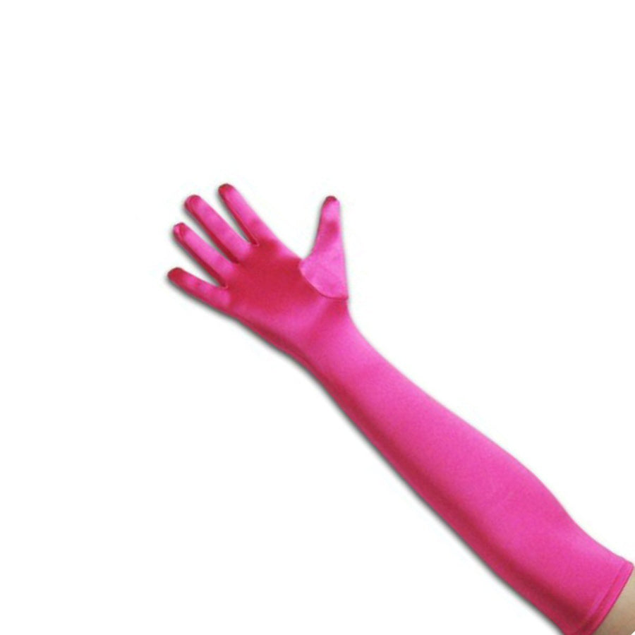 Tapp C. Classic Adult Size 22 Long Opera Length Satin Gloves - Hot Pink
