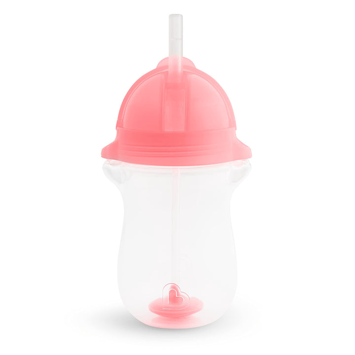 Munchkin Any Angle Sippy Cup for Toddlers, Weighted Toddler Straw Cup with Click Lock Lid, 10 Ounce, 2 Pack, Pink/Purple