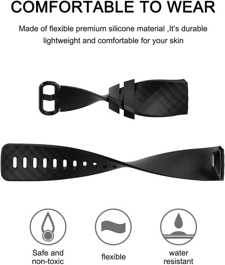 4 Pack Bands for Fitbit Charge 4/ Fitbit Charge 3/ Charge3 SE, Soft Waterproof Replacement Wristbands for Women Men Small Large