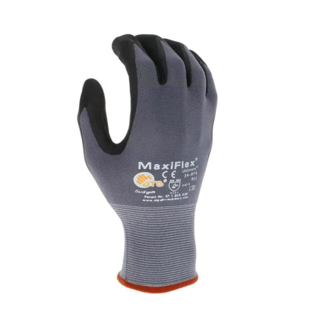 34-874 Ultimate Nitrile Grip Work Gloves, Large, 3 Pair
