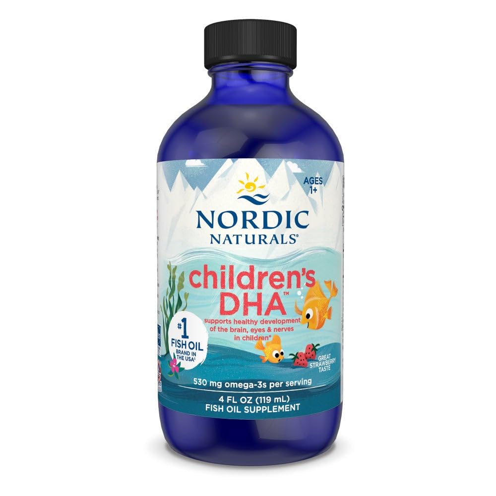 Children’s DHA, Strawberry - 4 oz for Kids- 530 mg Omega-3 with EPA &amp; DHA - Brain Development &amp; Function - Non-GMO - 48 Servings