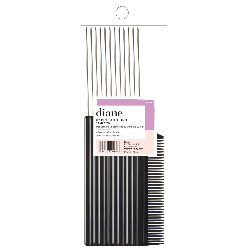 Pin Tail Comb Dozen, Black, 8.25 Inch