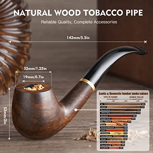Scotte Wood Pipe Kit Handmade Pipe with Replaceable Pipe Stem and Accessories in Gift Box (Black&B)