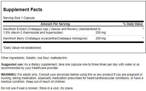 Swanson Hawthorn Extract (Standardized) 250 Milligrams 120 Capsules