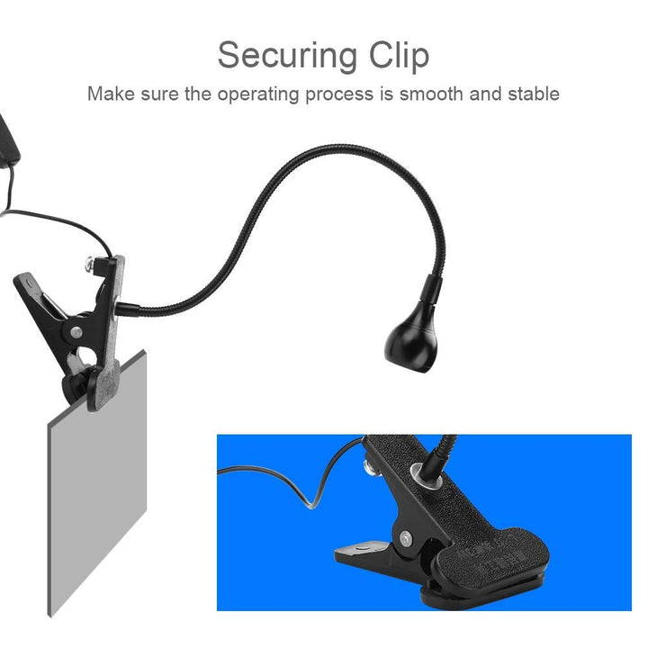 Big Chip 395nm UV LED Light Fixtures with Gooseneck and Clamp Mini Desk Light Clamp Portable Gooseneck for Outdoor Stall Gel Nail Curing, 5V USB Input(Black,1 Piece)