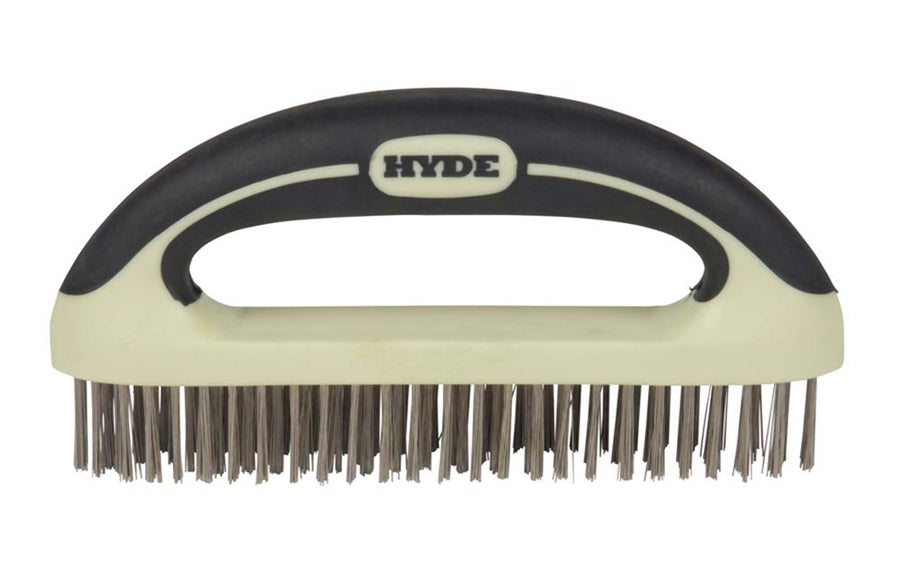 HYDE 46838 MAXXGRIP PRO Wire Brush, 8-Inch, Beige