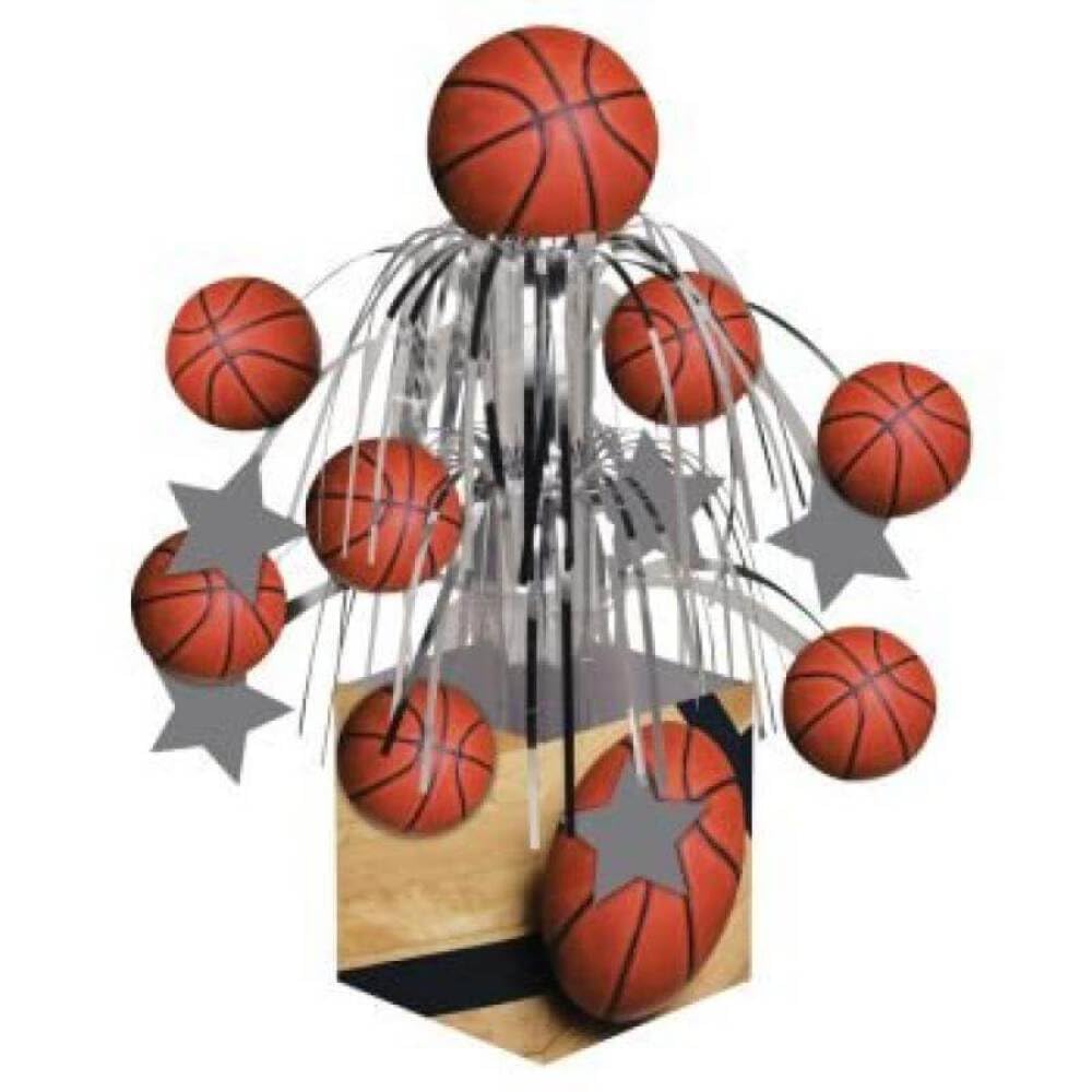 Sports Fanatic Basketball Centerpiece with Mini Cascade and Base, Orange
