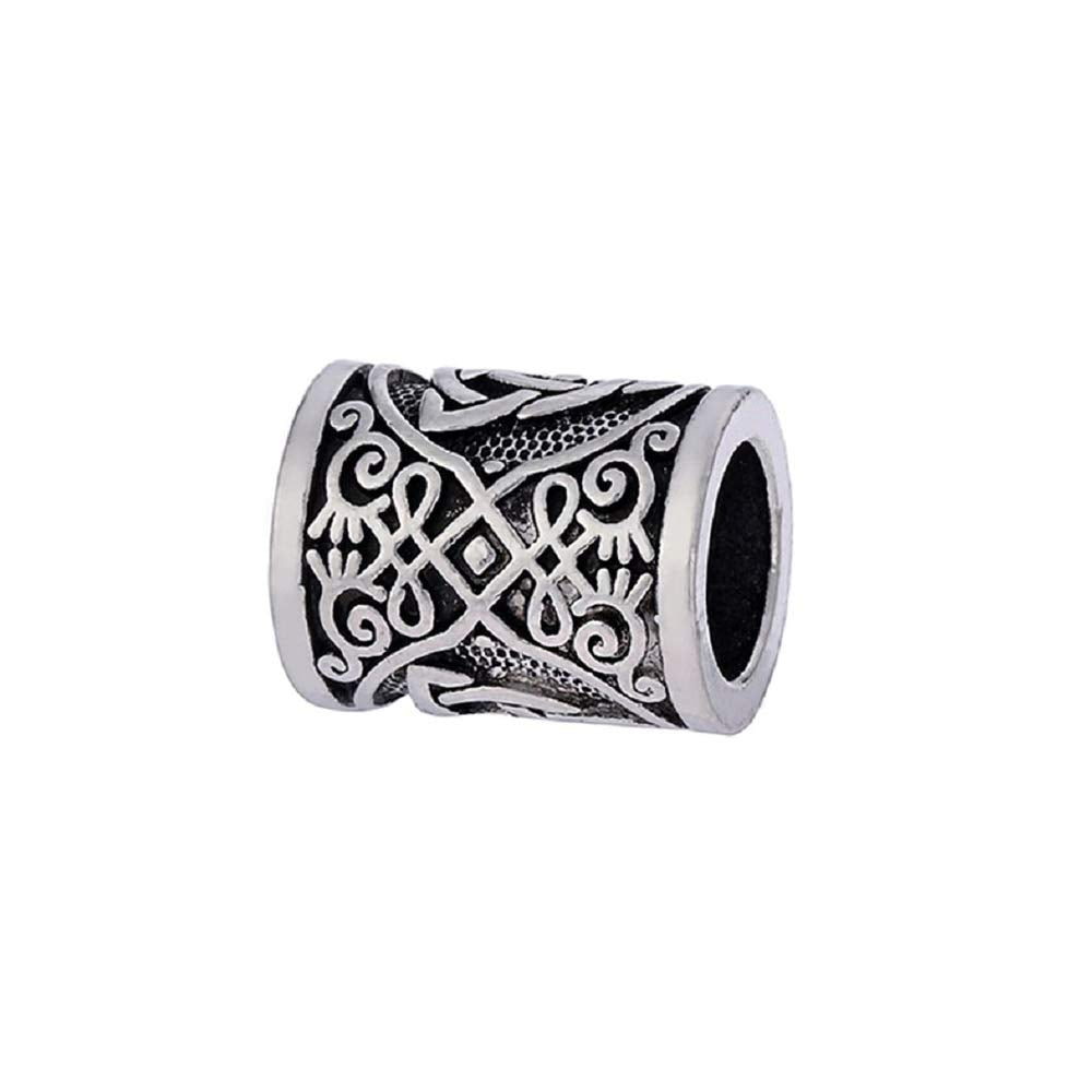 Yahpetes Hair Beard Beads 2 Pcs Celtics Knots Triquetra Viking Beads 0.59X0.47 Viking Rune Beards Sliver Norse Rings Large Viking Beard Beads Metal Beads,Pack 2