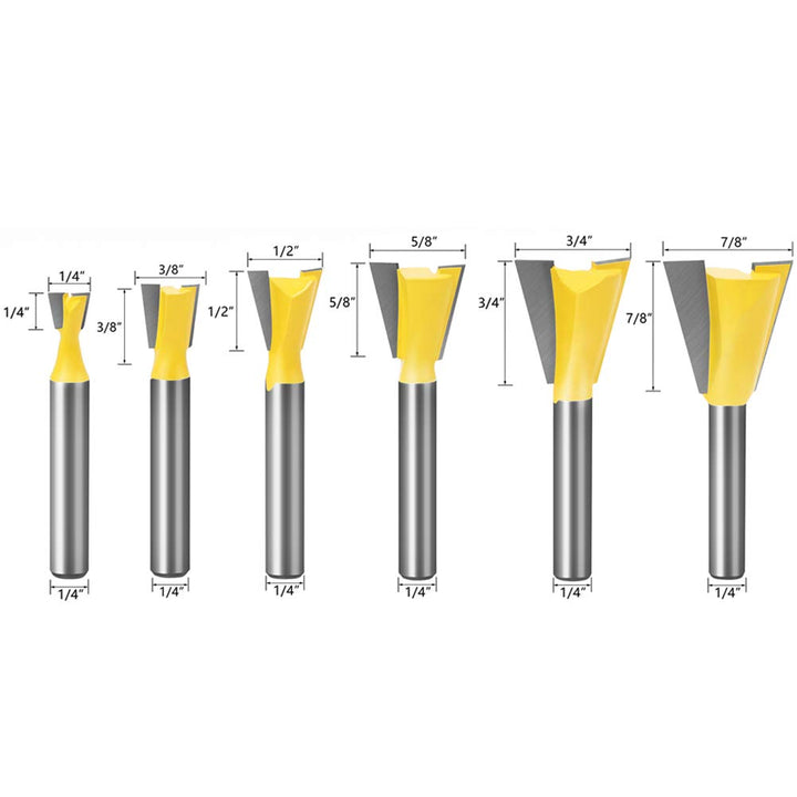 Meihejia 1/4 Inch Shank Dovetail Router Bit Set - 6 Sizes