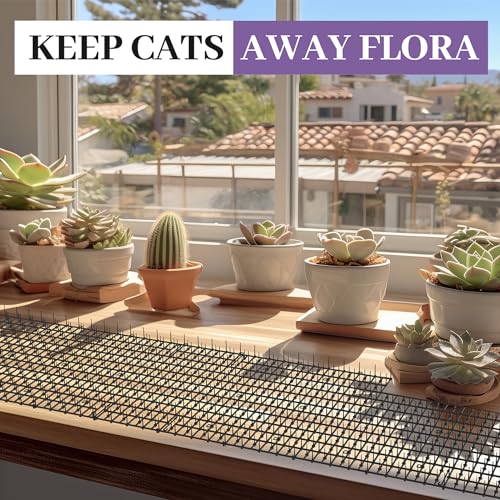 13ft Scat Mat for Cats, Cat Scat Mat with Spikes Outdoor, Cat Spikes for Outside, Cat Deterrent Spikes (2 Pack 6.5ft)