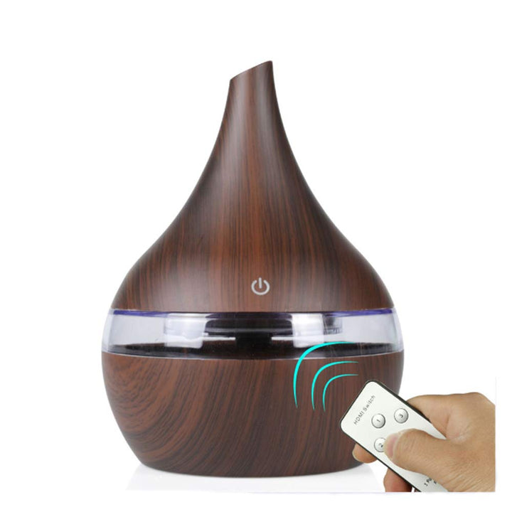 USB Aroma Essential Oil Diffuser 300ml Ultrasonic Humidifier with Electric Wood Grain LED Lights Aroma Diffuser for Home,Darkwoodgrain