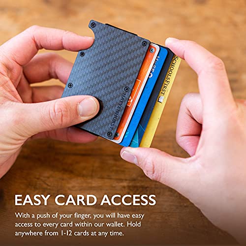 Wallet For Men - Reinvented Design Men&#39;s Wallet - Slim, Minimalistic &amp; Seamless, Blocks RFID Scanners, Holds 12 Cards &amp; Has a Money Clip (Carbon Fiber)