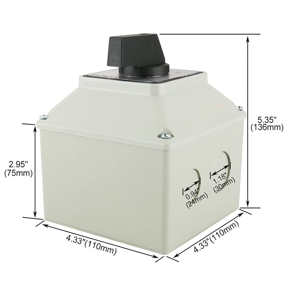Universal Rotary Changeover Switch SZW26-40/D303.3D with Master Switch Exterior Box 660V 40A 3 Position 12 Terminals 3 Phase