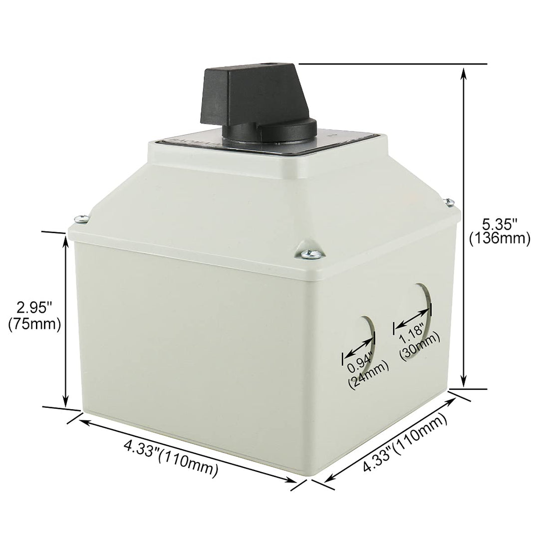Universal Rotary Changeover Switch SZW26-40/D303.3D with Master Switch Exterior Box 660V 40A 3 Position 12 Terminals 3 Phase