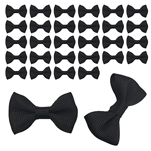 Black Mini Bow Ties for Crafts - 30Pcs Mini Diy Bow Tie Black Hair Bow Small Bows for Crafts Black Bows for Gift Wrapping Decorations - 1.38 Tiny Bows for Crafts Black Bows for Presents Black Bow Tie