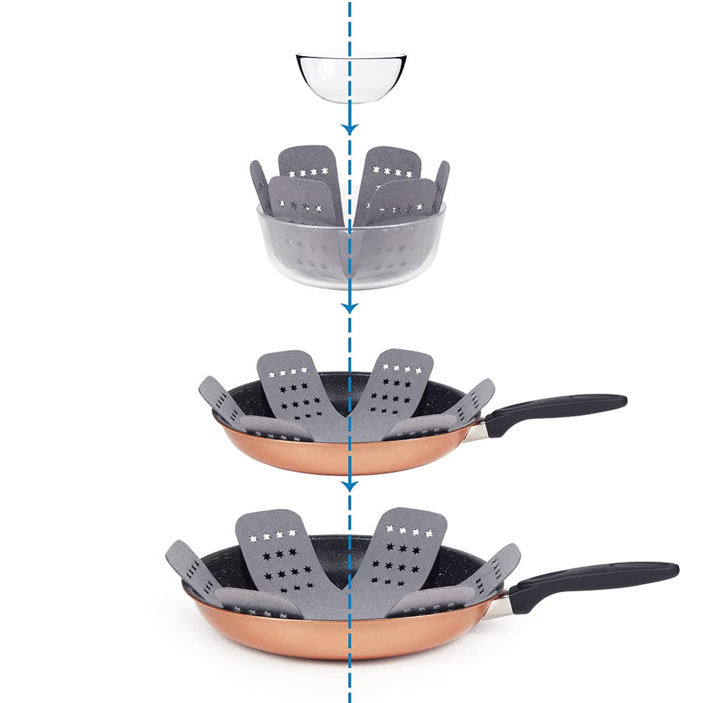 Pan Pot Protectors, Larger & Thicker Pan Protector with Stars, Set of 12 and 3 Different Sizes, Gray Pot Separator Pads for Stacking and Protecting Your Cookware