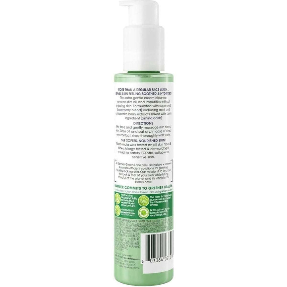 Green Labs Amino-Berry Soft Gentle Facial Cream Cleanser Hydrates and Soothes Skin, 5.07 fl oz