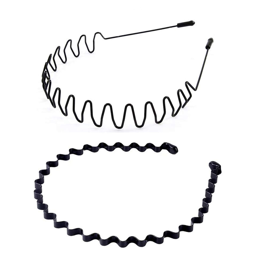 Band Fashion Metal Multi-Use Spring Wavy Hoop Hair Bands for Men and Women for Sports, Outdoor, Yoga (Black )