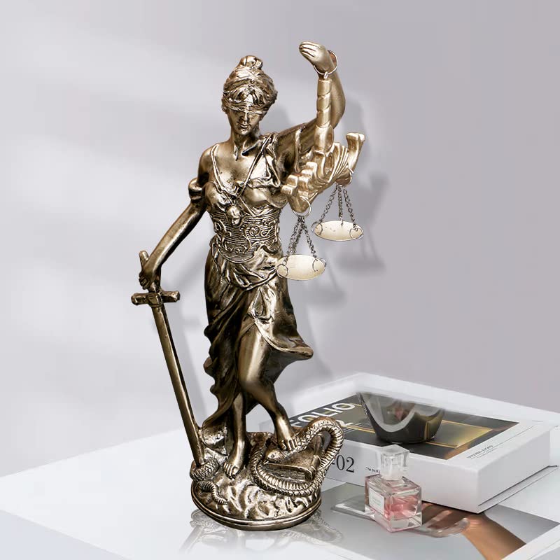 12 in Lady of Justice Statue Lady Justice Law Statue Blind Goddess of Justice Sculpture Scales of Justice Statue Greek Roman Angel Justice Blind Statues for Decor Office Bookshelf Desk