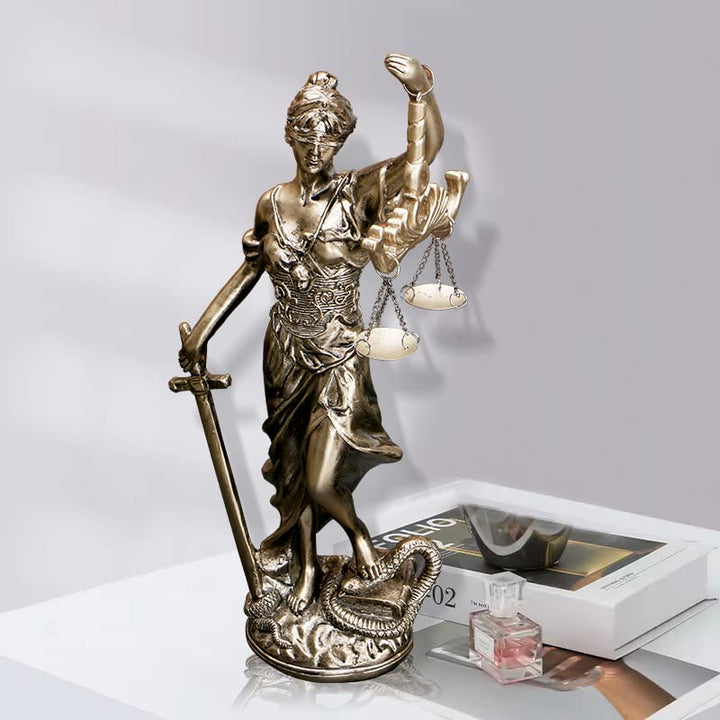 12 in Lady of Justice Statue Lady Justice Law Statue Blind Goddess of Justice Sculpture Scales of Justice Statue Greek Roman Angel Justice Blind Statues for Decor Office Bookshelf Desk