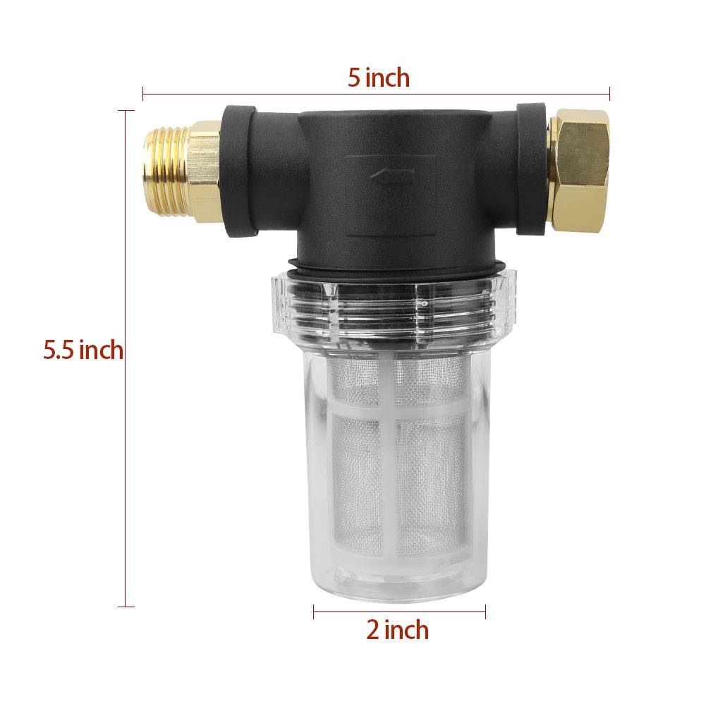 Garden Hose Inlet Filter for High Pressure Washer, Sediment Filter Attachment, 40 Mesh Screen, Extra 2 Pcs 100 Mesh, 3PCS O-Ring and 4PCS Filter Hose Washer