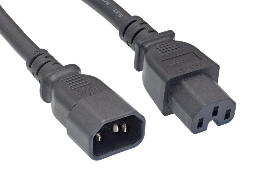 AC Extension Power Cord, IEC320 C14 to IEC320 C15, 14 AWG, 15A, 250V (ZWACDEAE-03)
