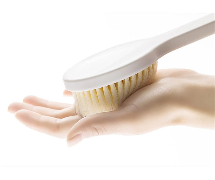 Bathroom Body Brush for Shower, Wet Shower Brush with Long Non-Slip Handle, Back Scrubber Body Scrubber Exfoliator, Softer Bristles, Beige, 1 Pcs