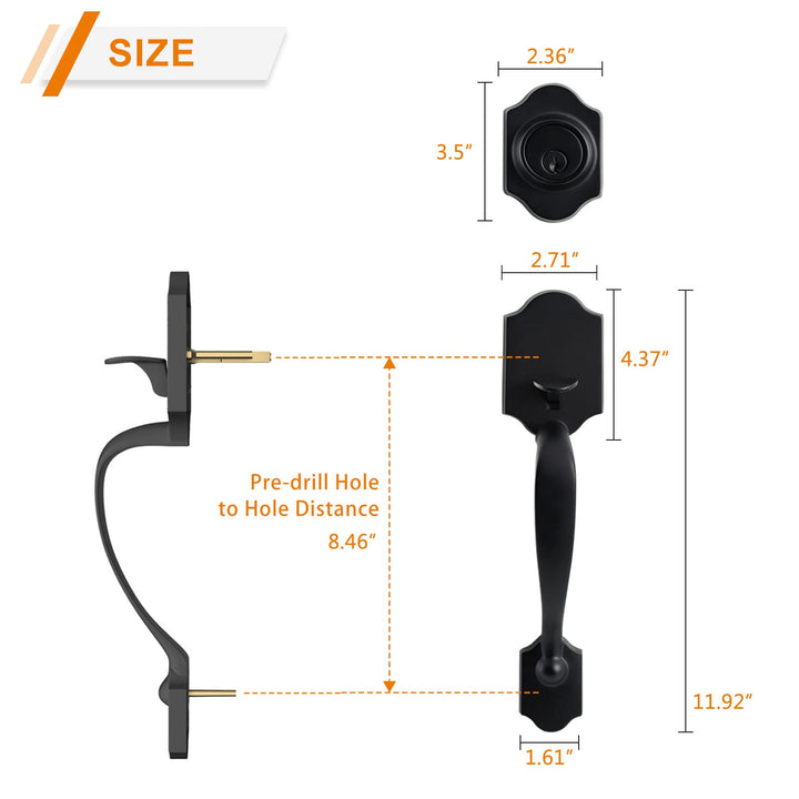 Natsukage Front Door Handle Set Heavy Duty Entry Door L