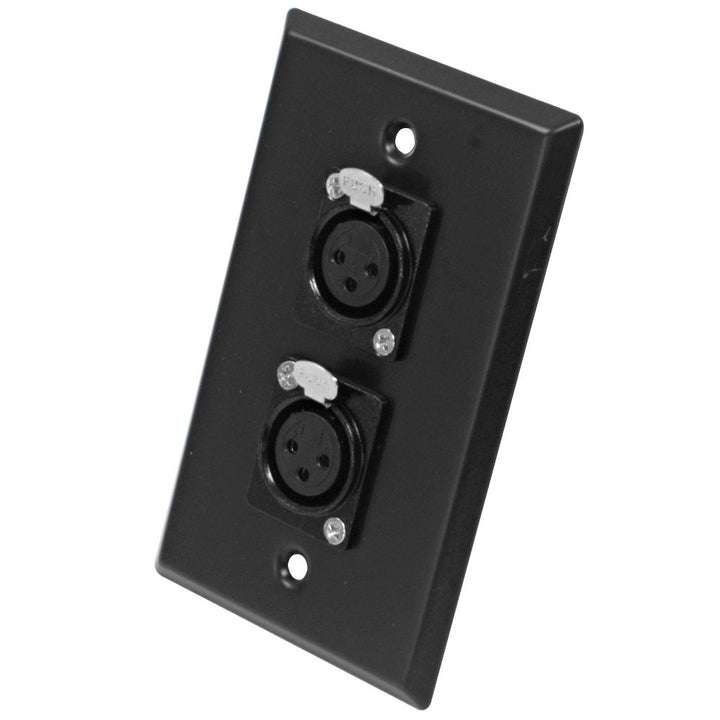 Speakers Dual XLR Female Connectors, Black Stainless Steel Wall Plate