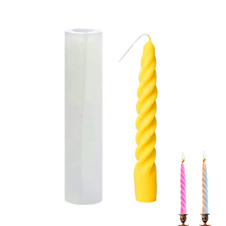Spiral Taper Candle Mold 3D Twisted Long Taper Candlestick Silicone Mold Pillar Candle Making Mold Aromatherapy Epoxy Resin Mold