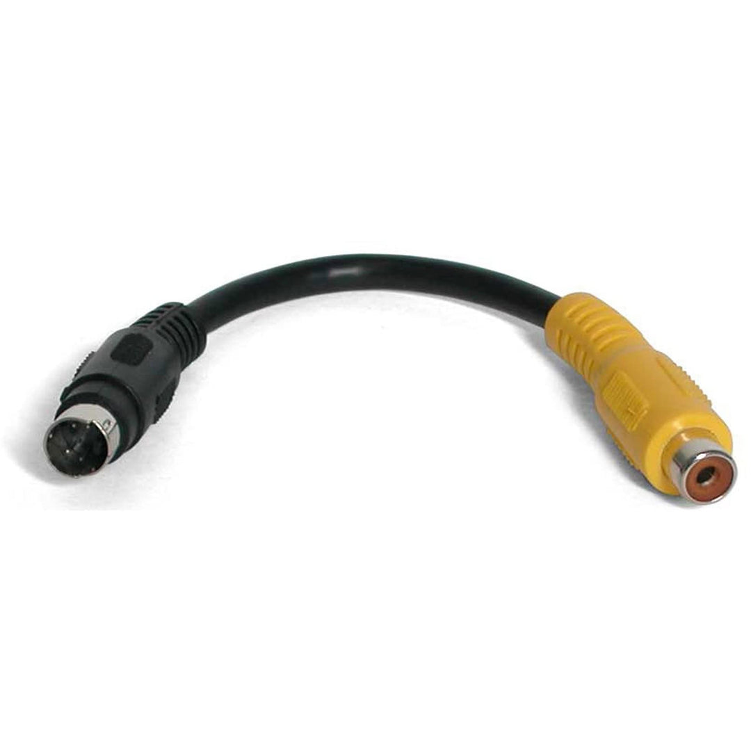 6 in. S Video to Composite Video Adapter Cable - S-Video to Composite Video - Low Profile - 4 Pin S Video to RCA (SVID2COMP) Black