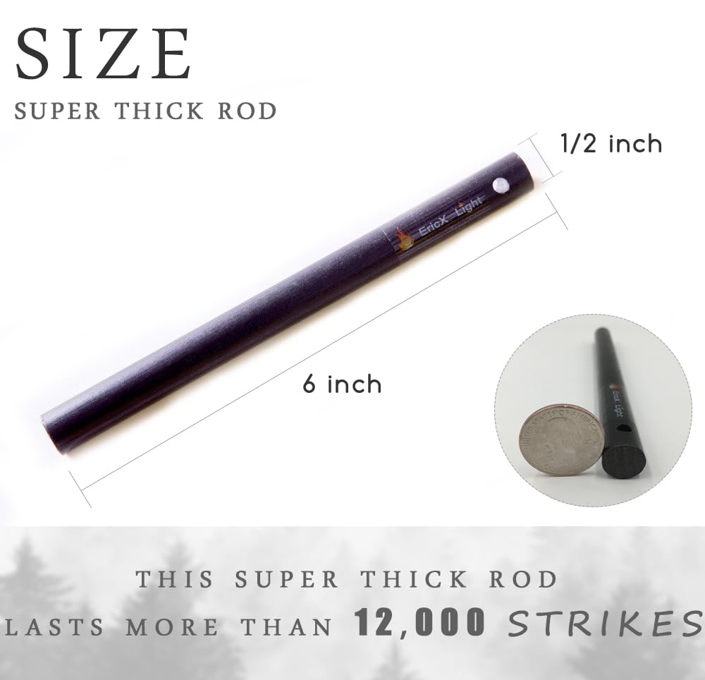 2 PCS 1/2 Inch X 6 Inch Ferrocerium Rod Flint Fire Starter, Super Thick Rod Provide You A Decent Shower of Sparks, Drilled A Lanyard Hold Great for DIY Your Own Survival Kit